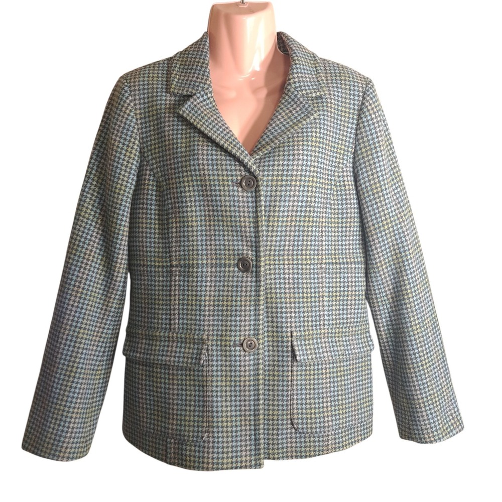 Pendleton Women Blazer/Jacket 10 Multicolor Virgin‎ Wool Lambs Blend Houndstooth